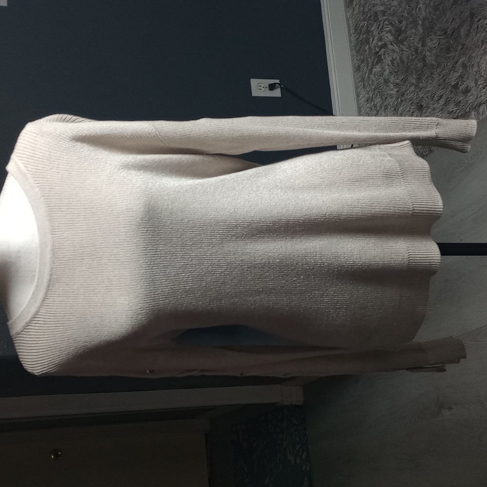 INC International Concepts Cream Crew Neck Sweater